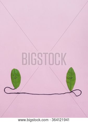 Safe Distance Or Social Distancing Conceptual Photo Due To Coronavirus (covid-19) With Green Leaves 