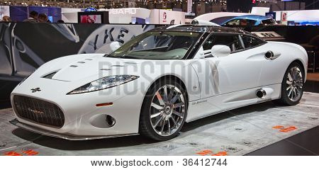 GENEVA - MARCH 8: The Spyker C8 on display at the 81st International Motor Show Palexpo-Geneva on March 8; 2011 in Geneva, Switzerland.