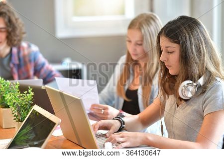 Young people studying from home during confinement period