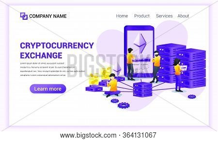 Cryptocurrency Exchange Concept With People Working On Mobile Phone For Exchange Of Bitcoin And Digi