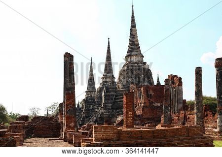 The Wat Phrasisanpeth Is Famous And History Landmark Of Ayutthaya,thailand