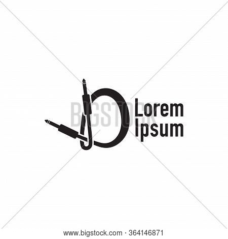 Cable Jack Vector Illustration Forming Letter D Alphabet. Initial Abjad Company Logo Concept. Audio 