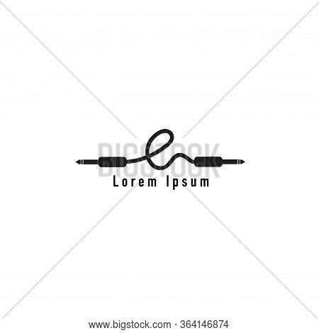 An Isolated Cable Jack Audio Logo Concept. Letter E Lowercase Alphabet Logo Design Template. Handwri