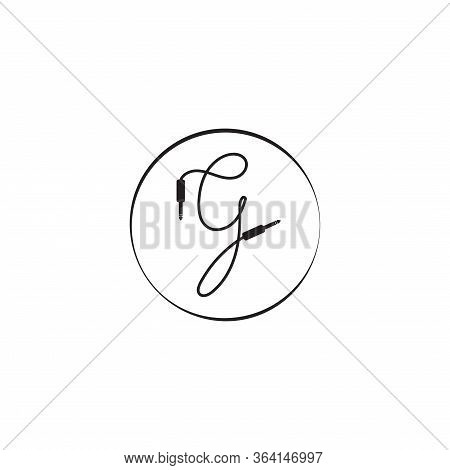 An Isolated Cable Jack Audio Logo Concept. Letter G Alphabet Logo Design Template. Handwriting, Audi