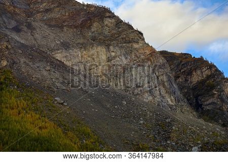 The Rock Mountain Silde Down In Autumn Nature And Environment At Swiss