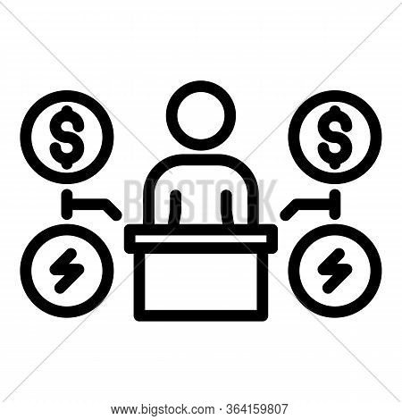 Electricity Price Cost Icon. Outline Electricity Price Cost Vector Icon For Web Design Isolated On W