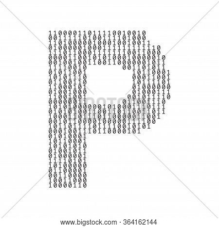 Letter P Made From Binary Code Digits. Technology Background
