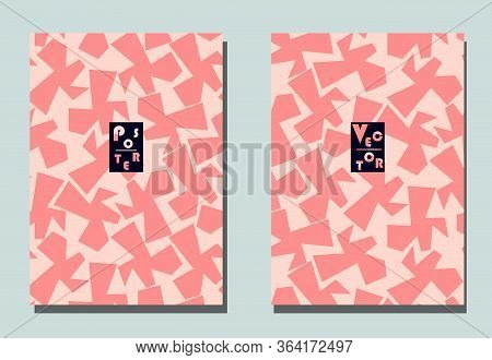 Cover With Graphic Elements - Abstract Shapes. Two Modern Vector Flyers In Puzzle  Style. Geometric