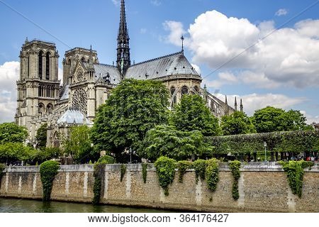 France, Paris, May, 20, 2014 - Notre-dame De Paris Or Cathedral Of Our Lady Of Paris Viewed From Riv