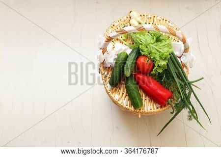 Close-up - Vegetables For Proper Diet In A Wicker Basket