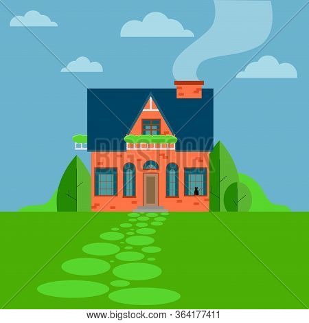 Flat House Banner Appartament Illustration Vector Eps10