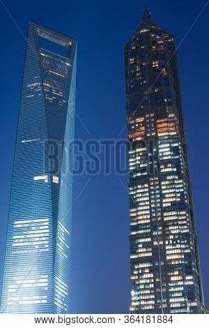 Pudong, Shanghai, China, Asia - November 26, 2008: View Of The Swfc, Shanghai World Financial Center