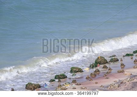 Daylight Coastline Near Vivekananda Rock Memorial At Lakshadweep Sea, Kanyakumari, India