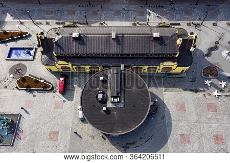 Kuopio, Finland - April 28, 2020: Aerial View Of The Market Hall And Market Square In City Center.