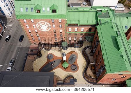 Kuopio, Finland - April 28, 2020: Aerial View Of The Rebuilt Old Building Of Mill To The Modern Apar