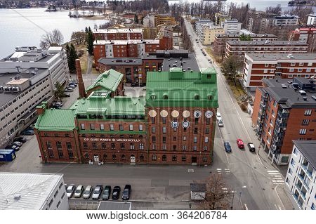 Kuopio, Finland - April 28, 2020: Aerial View Of The Rebuilt Old Building Of Mill To The Modern Apar
