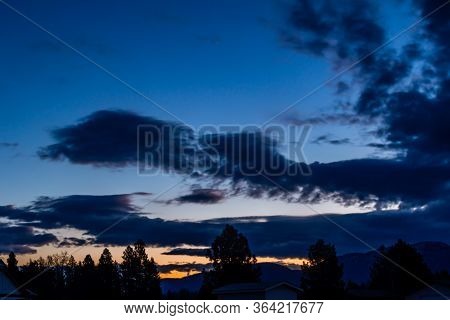 Sunrise Over The Sleepy Town Of Columbia Falls. Monatana, United States