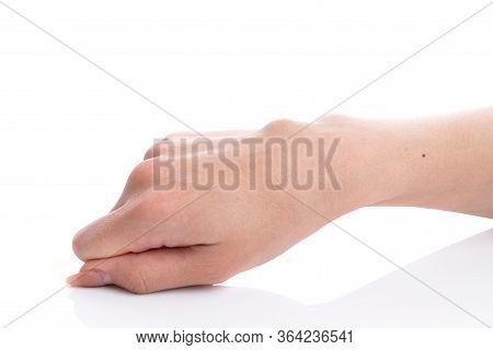 Ganglion Cyst On Woman Hand Isolated On White Background
