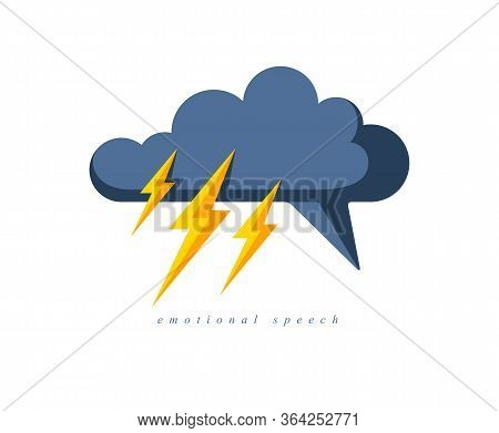 Motivational Emotional Speech Vector Concept Shown With Speech Bubble In Shape Of Cloud And Lightnin