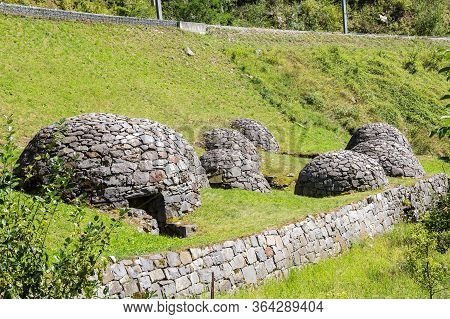 The Traditional Stone Cave Celler Crotti In Brusio, Canton Graubuenden, Switzerland. The Round Roof 