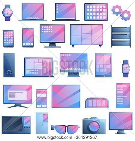 Operating System Icons Set. Cartoon Set Of Operating System Vector Icons For Web Design