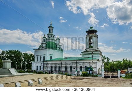 Alapayevsk, Russia - June 15, 2017: Holy Trinity Orthodox Cathedral Sunny Summer Day, Russia, Ural, 