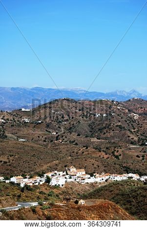 View Of Village And Surrounding Countryside, Macharaviaya, Costa Del Sol, Malaga Province, Andalucia