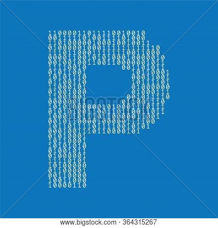 Letter P Made From Binary Code Digits. Technology Background