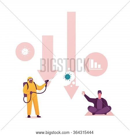Global Economic Crisis Due To Covid19 Worldwide Pandemic. Trade Markets And Finance Decrease. Human 