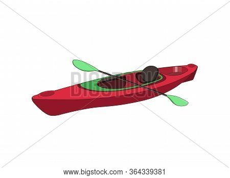 Sport Racing Kayak Or Canoe With Paddels. Vector Isolated Graphic Illustration