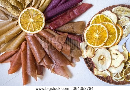 Sweet Pure Fruit Pastille. Natural Sweets From Dried Berries And Fruits. Useful Sweetness Is Pastill