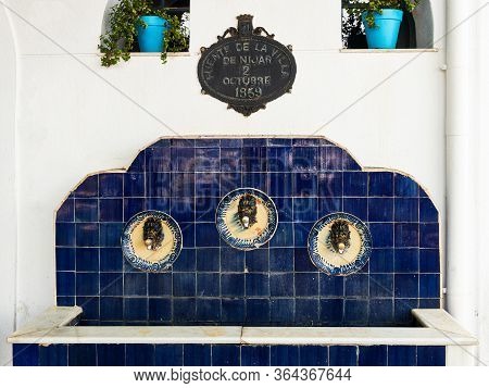 Nijar. Spain - April 24, 2019: Old Public Fountain From 1859, Located In The Old Town Of Nijar.