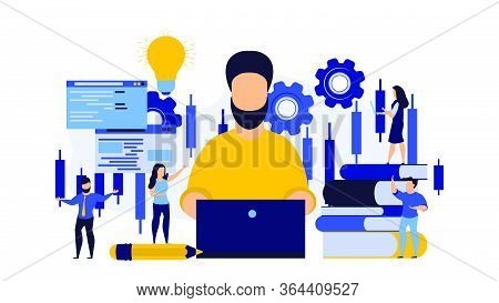 Business Workshop Person Man Vector Concept Illustration Design. Training Seminar Conference Backgro