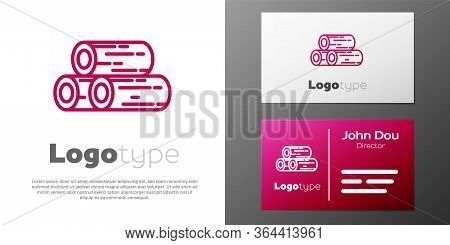 Logotype Line Wooden Logs Icon Isolated On White Background. Stack Of Firewood. Logo Design Template