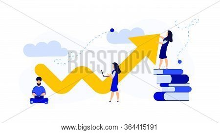 Arrow Growth Finance Increase Up Strategy Team People Vector Illustration Concept. Success Business 
