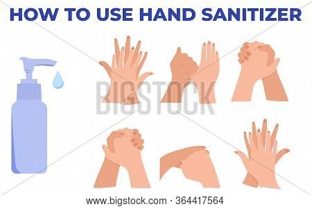 Wash Your Hands With Alcohol Gel. Personal Hygiene, Infographic Procedure Clean Disease Prevention C