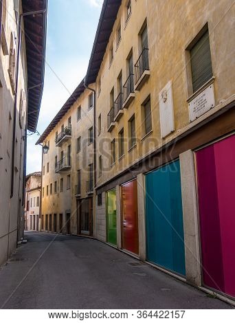 Feltre, Italy - August 11, 2019: Feltre Town In Province Of Belluno In Veneto. In Via Della Liberazi