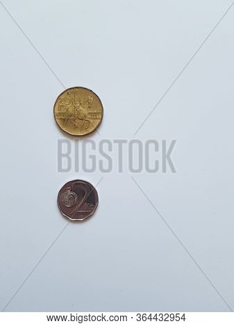 Czech Crown On A White Background. Background With Copyspace