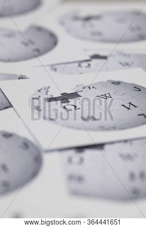 Oxford, Uk - Feb 16 2017: Wikipedia Online Encyclopedia Logo Printed On Paper