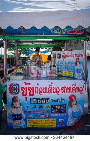 Chef Cooking A Noodle Soup At Street Food Market