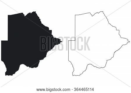Botswana Country Map. Black Silhouette And Outline Isolated On White Background. Eps Vector
