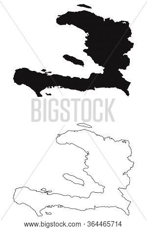Haiti Country Map. Black Silhouette And Outline Isolated On White Background. Eps Vector