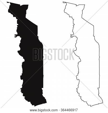 Togo Country Map. Black Silhouette And Outline Isolated On White Background. Eps Vector