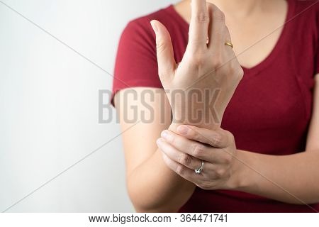 Wrist Arm Pain, Office Syndrome Of Young Woman, Healthcare And Medicine Concept