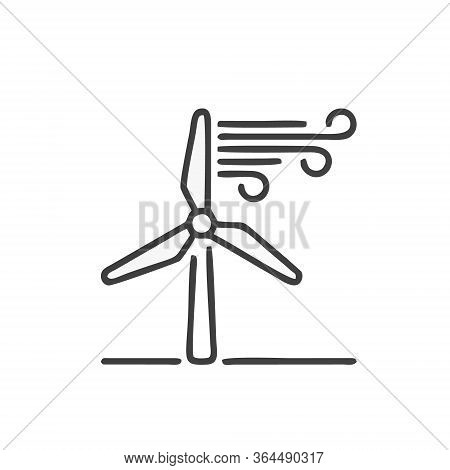 Wind Vector Turbine Icon. Wind Power Energy Turbine Silhouette Illustration Tower Windmill