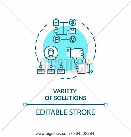 Variety Of Solutions Concept Icon. Creative Thinking, Problem Solving Idea Thin Line Illustration. F