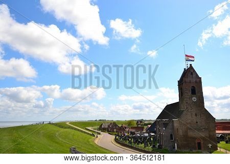 Small Church In A Little Village Called Wierum, Friesland The Netherlands