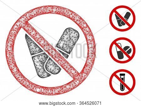 Mesh No Medical Pills Polygonal Web Icon Vector Illustration. Model Is Based On No Medical Pills Fla