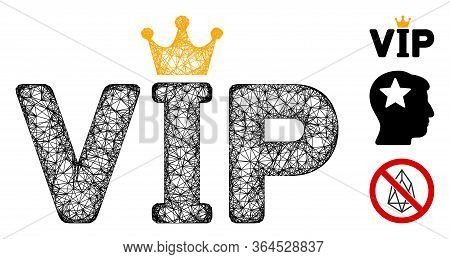 Mesh Vip Polygonal Web Icon Vector Illustration. Carcass Model Is Based On Vip Flat Icon. Triangular