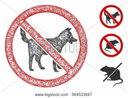 Mesh No Dogs Polygonal Web 2d Vector Illustration. Carcass Model Is Based On No Dogs Flat Icon. Tria